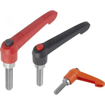 Nábytkové kování Svěrací páky s tlačítkem s&nbsp;vnějším závitem, ocelové části z&nbsp;nerezové oceli 06611-72105X20