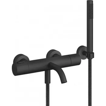 Vodovodní baterie Dornbracht Meta - Termostatická vanová baterie nástěnná se sprchovým setem, černá matná 34234979-33