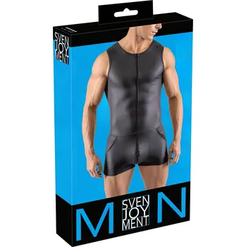 Pánské erotické prádlo Svenjoyment - pánská krátká kombinéza bez rukávů (černá) - L