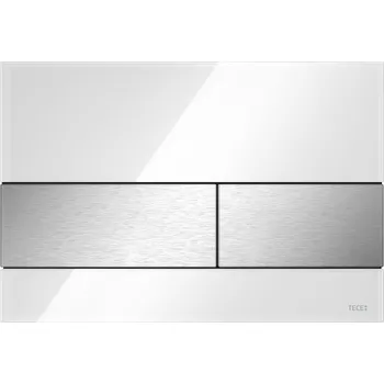 Splachovací tlačítko TECEsquare - Ovládací tlačítko pro WC, bílé sklo/broušená nerezová ocel 9240801
