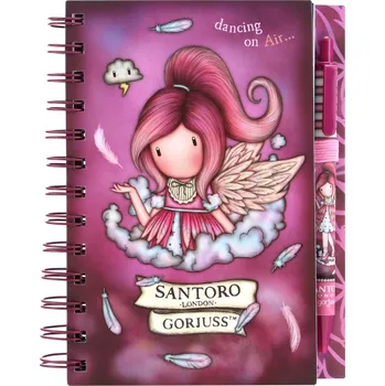 Blok Plánovač Santoro s propiskou - Dancing On Air, kroužková vazba, 13,5 x 17 x 2 cm