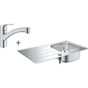 Nerezový dřez Grohe drezový set - Nerezový drez s batériou Eurosmart - komplet, nerez, chróm K 200 SET
