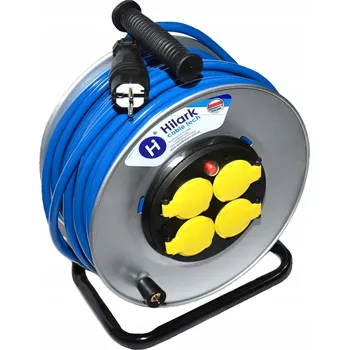 Napájecí kabel PRODLUŽOVACÍ KABEL BUBNÍK KOVOVÝ 4 zásuvky H07BQ-F 3x2,5 PUR ODOLNÝ modrý 10M