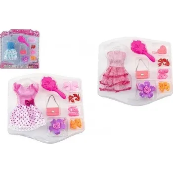 Panenka Šaty/oblečky na panenky s doplňky 3 druhy na kartě 24x24x3cm