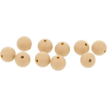 Dětské navlékací korálky Natana silikonové korálky světle hnědé 12 mm 10 kusů