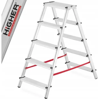 Žebřík Žebřík hliníkový, oboustranný, skládací schůdky HIGHER 2x5 125 kg