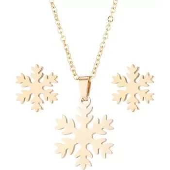 Souprava šperků Sada šperků z oceli sněhová vločka Zlatá