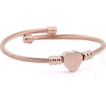 Náramek Zkroucený náramek z chirurgické oceli Srdce Zlatý