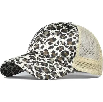 Kšiltovka Dámská bavlněná kšiltovka na culík Levhart bílý