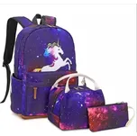 Meiso Dívčí školní batoh 3v1 Jednorožec Star s USB 19L