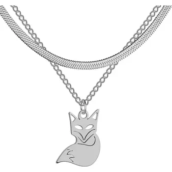 Náhrdelník Dámský náhrdelník z chirurgické oceli Liška Fox- stříbrný