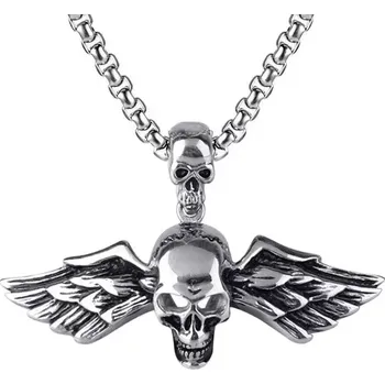 Přívěsek Přívěsek z chirurgické oceli - Okřídlená Lebka Los Muertos - Model BEZ ŘETÍZKU (pouze přívěsek)