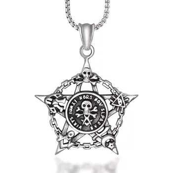 Přívěsek Přívěsek z chirurgické oceli – Pentagram Mortem - Model BEZ ŘETÍZKU (pouze přívěsek)