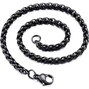 Náhrdelník Řetízek z chirurgické oceli Snake Černý- 4 mm - Délka 59 cm