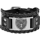 Vintage široký viking náramek Erb jelení hlava Stříbrný