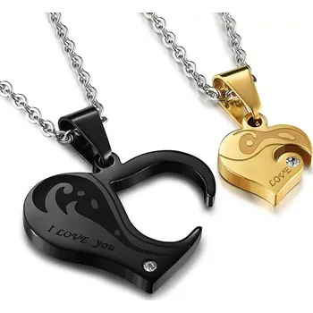 Přívěsek Ocelové puzzle přívěsky pro dvojici srdce v srdci - Model BEZ ŘETÍZKŮ (pouze přívěsky)