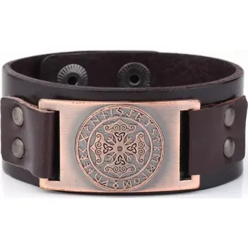 Náramek Lodestar Vintage široký hladký náramek Keltský uzel Hnědá 23 cm