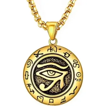 Přívěsek Přívěsek z chirurgické oceli Horovo Oko Vedžat Zlatý - Model BEZ ŘETÍZKU (pouze přívěsek)