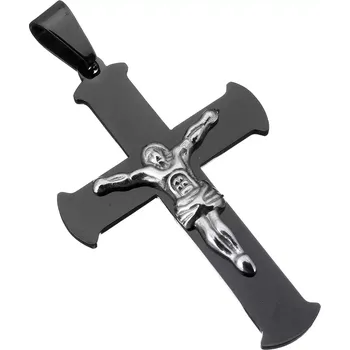 Přívěsek Přívěsek z chirurgické oceli - Ježíš na černém kríži