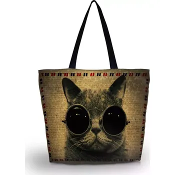 Plážová taška Huado nákupní a plážová taška - Kočka s brýlemi