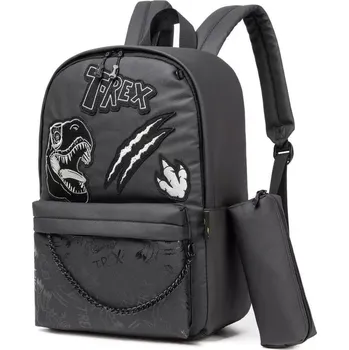 Školní batoh Jasmine Dívčí batoh s penálem a řetízkem Trex Černý 20L