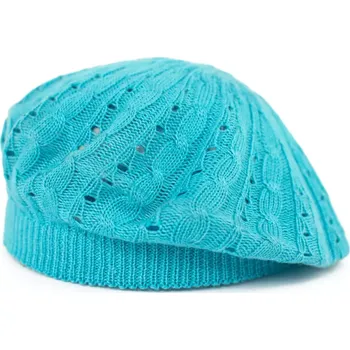 Čepice Dámský romantický baret Ažur tyrkysový