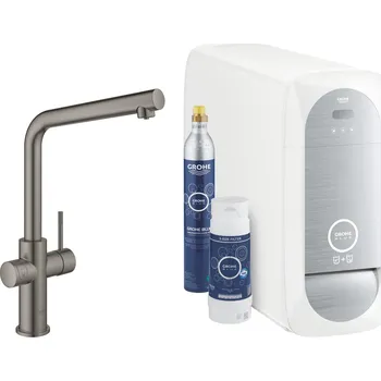 Vodovodní baterie GROHE GROHE Blue Home - Startovní sada s výpustí ve tvaru L, kartáčovaný Hard Graphite 31454AL1