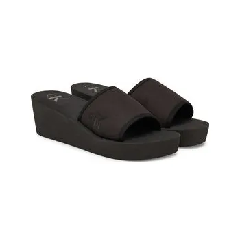 Dámské pantofle Nazouváky Calvin Klein Jeans Beach Wedge Slide Canvas YW0YW01725 Černá 41