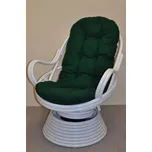 Ratanové houpací křeslo Swivel bílé Zelený dralon