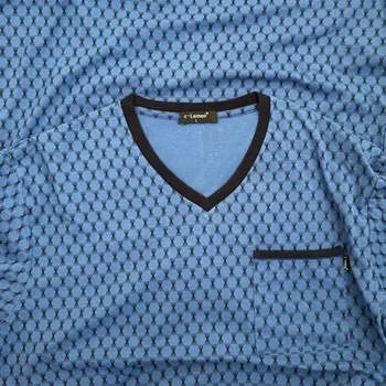 Pánská noční košile Pánské noční košile s dlouhým rukávem - C-Lemon AL2825V Barva: Modrá, Velikost: 4XL