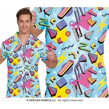 KOŠILE SE VZORY 80. LÉTA DISCO MODRÁ BARVY M