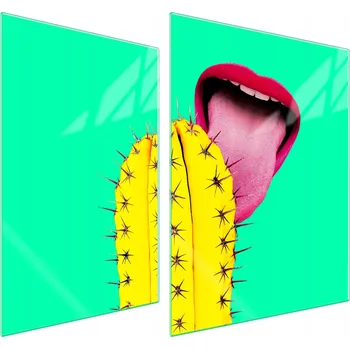 Obraz Skleněná ochranná deska na sporák 70x52 Kaktus