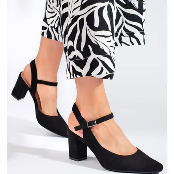 Dámské lodičky Výborné dámské černé lodičky na širokém podpatku 36