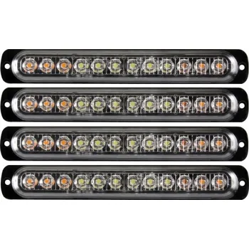 Maják VÝSTRAŽNÉ SVĚTLO BÍLO-ORANŽOVÉ 12 LED NOUZOVÝ KOHOUT AUTOPŘEPRAVNÍK 4 KS