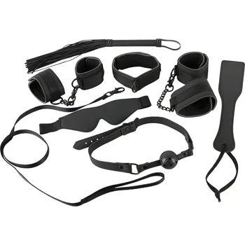 Bad Kitty - kožená sada na svazování, 8 dílů, černá