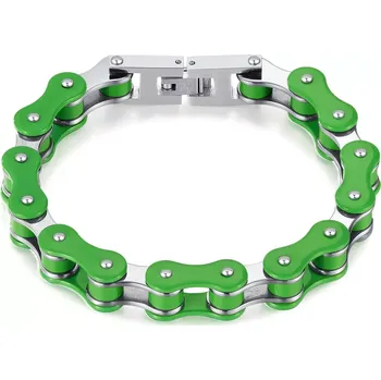 Náramek Náramek z chirurgické oceli Moto Chain Zelený - Délka 21,5 cm