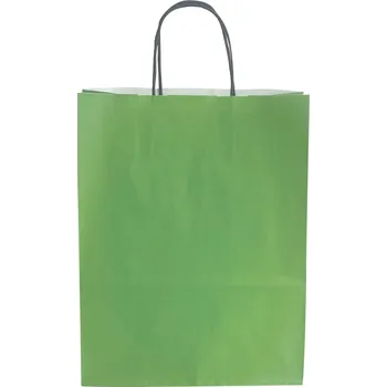 Nákupní taška Papírová taška barva zelená 19x8x21 kroucené ucho vroubkovaný vzhled