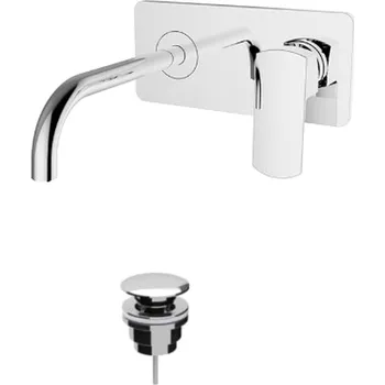 Vodovodní baterie Teorema Edge- Umyvadlová baterie pod omítku, komplet, výtok 220 mm, výpusť CLICK chrom 8E312