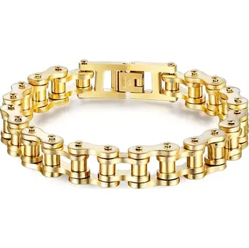 Náramek Náramek z chirurgické oceli Moto Chain Zlatý - Délka 21,5 cm