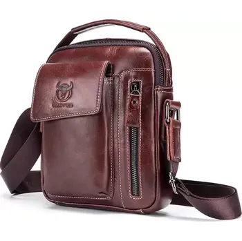 Bullcaptain kožená taška messenger Evroult Hnědo-červená