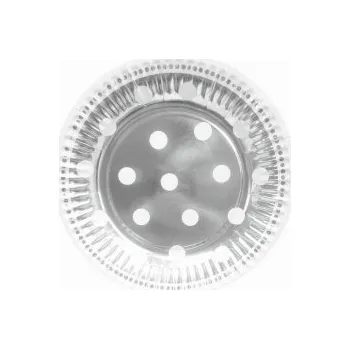 Talíř Stříbrné talířky s bílými puntíky 18 cm 6 ks GoDan na oslavu