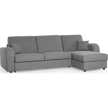 Sedací souprava Rohová sedací souprava LIVORNO s rozkladem na každodenní spaní, 140, šedá (penelope 22/dřevěné nohy)