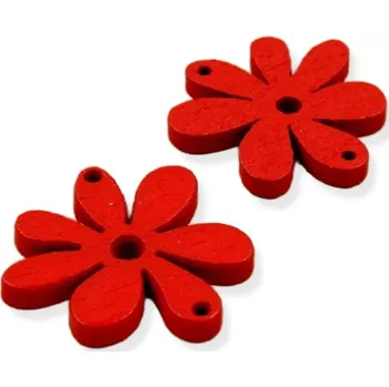 Dřevěné květy červené - 10 ks