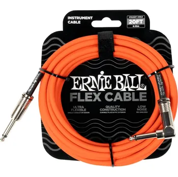 Audio kabel Ernie Ball Flex Instrument Cable Straight/Angle 20ft Orange + prodloužená záruka 3 roky