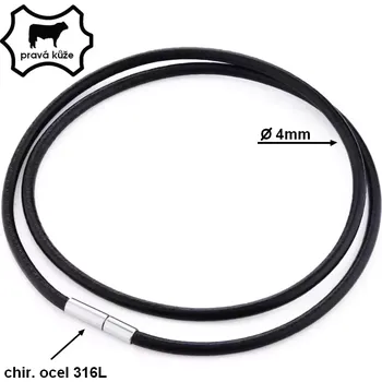 Náhrdelník Kožený hladký náhrdelník 45-60cm - 4mm - Délka 40 cm