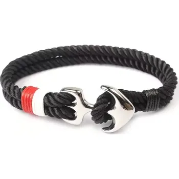 Náramek Náramek Endless z provazu Kotva černý