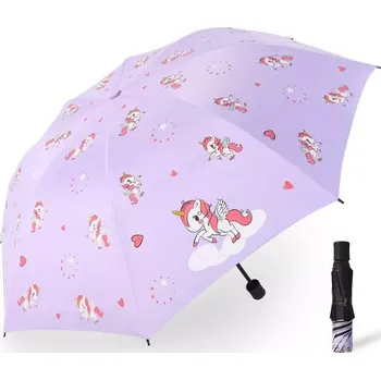 Deštník Dětský skládací deštník s jednorožcem Fialový