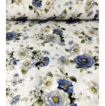 Loneta dekorační látka růže modré Adda | RTex