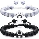 Náramky pro páry Černé a bílé korálky se srdíčkem