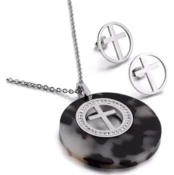 Souprava šperků Sada šperků z oceli I Believe Černo stříbrný